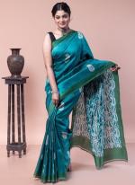 Banglori Sattin Firozi Daily Wear Printed Saree